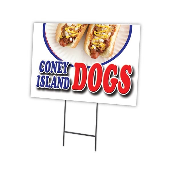 Signmission Coney Island Dogs Yard Sign & Stake outdoor plastic coroplast window, C-1216 Coney Island Dogs C-1216 Coney Island Dogs - main